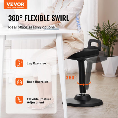 VEVOR Active Chair with Handle, Height-Adjustable (24.6-34.4") Wobble Chair Made of Elastic Fabric & 45 mm Foam, Ideal for Schools, Office and Home