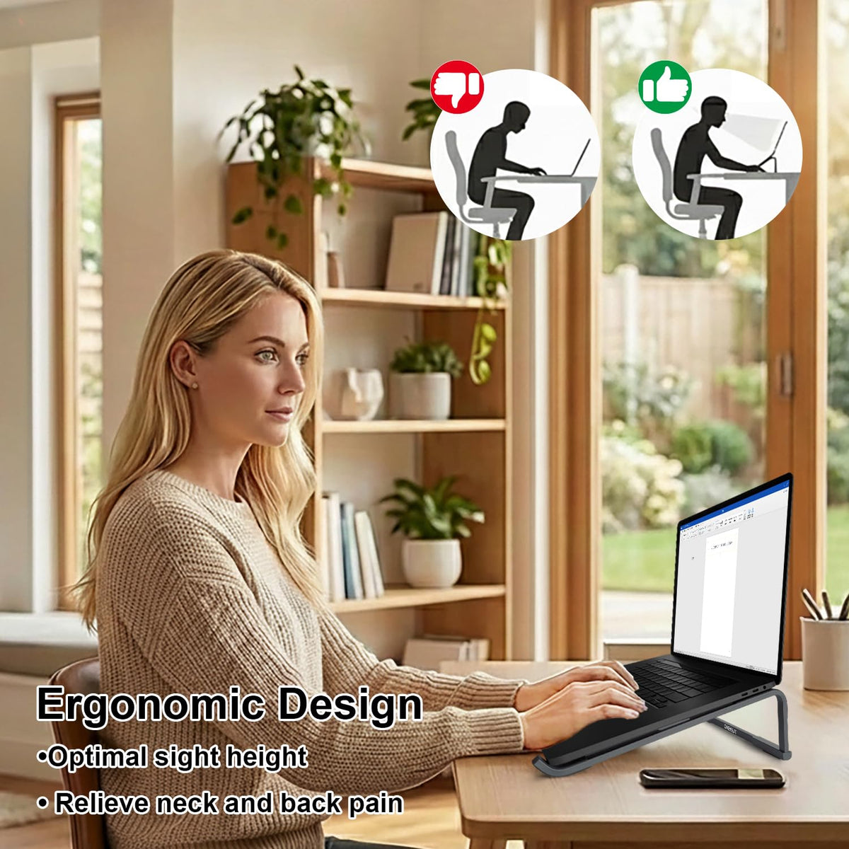 OneCut Foldable Laptop Stand for Desk, Aluminum Computer Stand for Laptop, Potable Laptop Riser, Laptop Stand, Compatible for MacBook Pro/Air, Dell