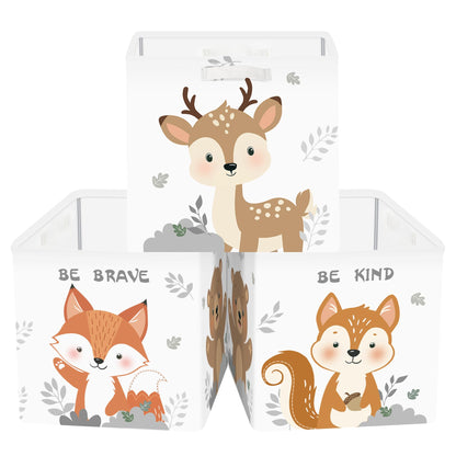 Clastyle 3 pcs Cute Animals Cube Storage Boxes for Shelves Kallax Boxes