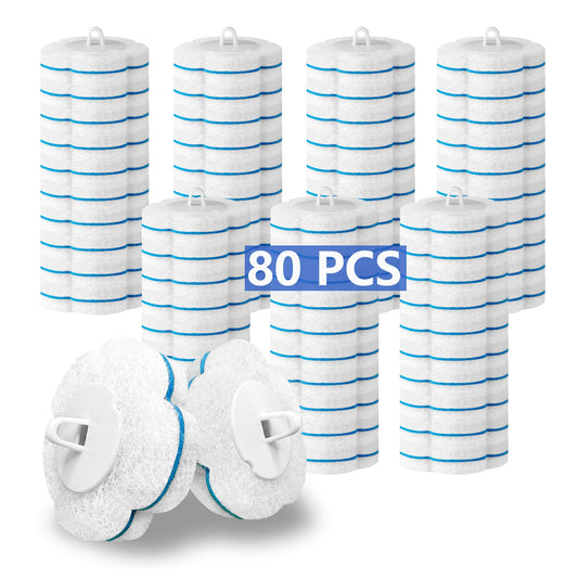Ucaimao 80 PCS Toilet Wand Cleaner Refills?Toilet Bowl Brush Refills Disposable Toilet Cleaning System Replacement Heads Cleaner Pads for Bathtub Wash