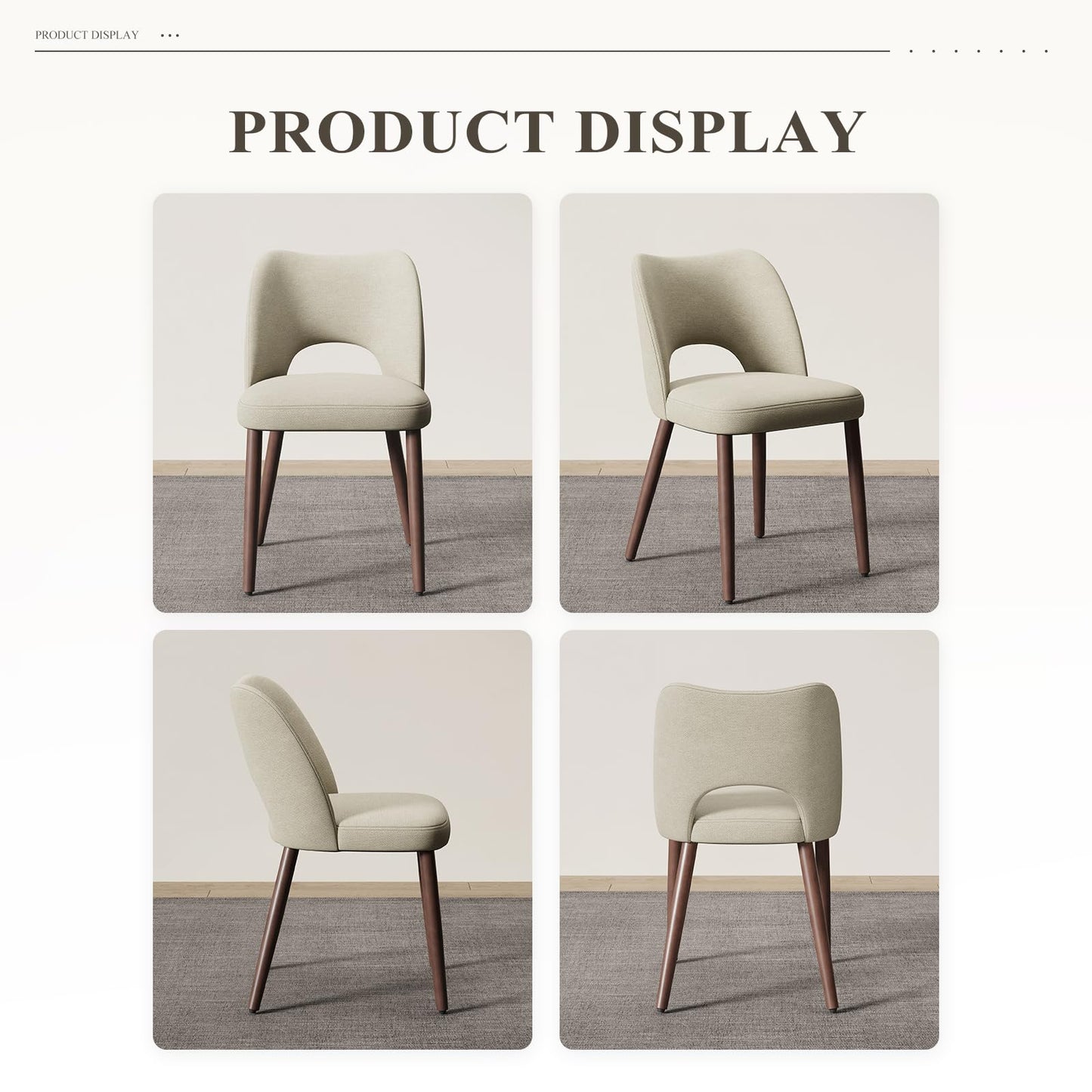 MALOL Upholstered Dining Chairs Set of 2, Fabric Chairs for Dining Room with Solid Wood Legs, Hollow Backrest and Thick Seat Cushion