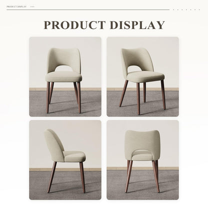 MALOL Upholstered Dining Chairs Set of 4, Fabric Chairs for Dining Room with Solid Wood Legs, Hollow Backrest and Thick Seat Cushion