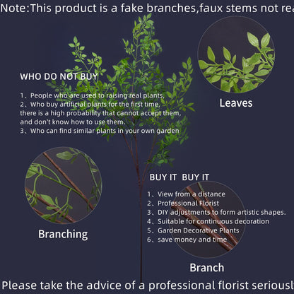 Melorca&Guilla Artificial Plants,4PCS 43.3" Green Nandina Faux Branches for Vase,Artificial Plants for Shop Garden Office Home Dcor