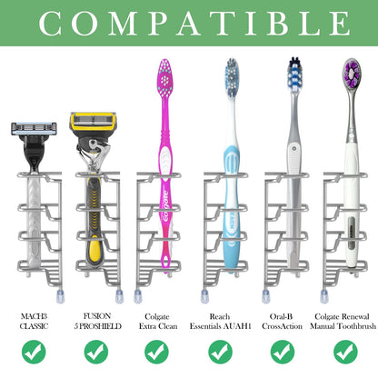 Linkidea Corner Wall Mount Toothbrush Holder for Bathroom, Stainless Steel Triangle Shelf for Tile Walls
