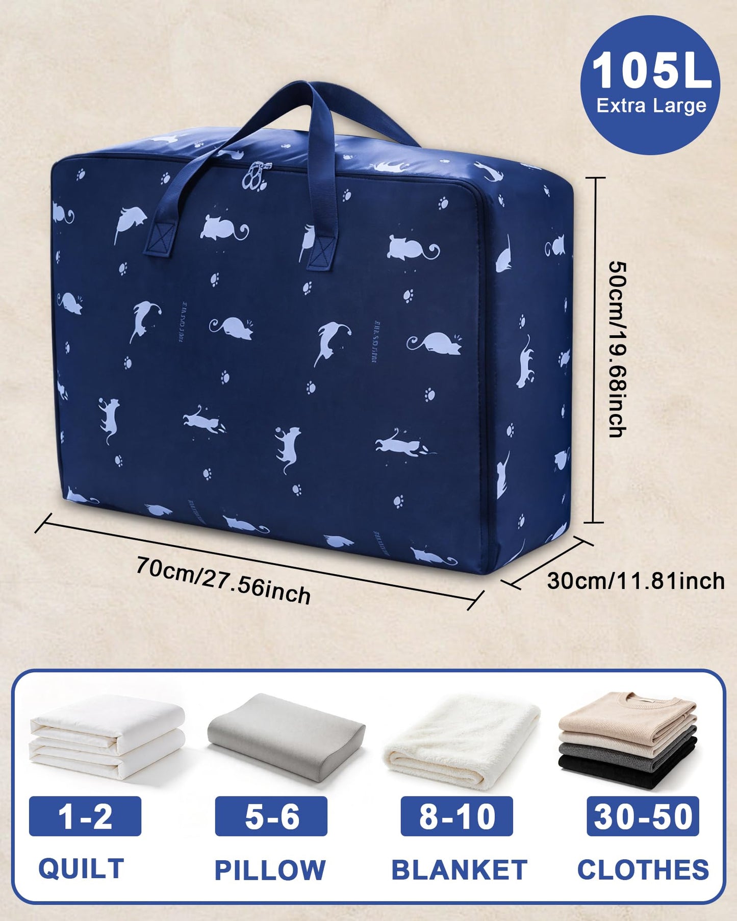 Acual 2 PCS 105L Large Storage Bags, Heavy Duty Moving Bags