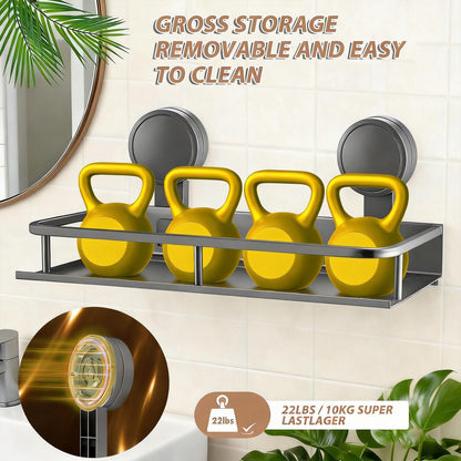 YancLife Suction Shower Caddy - Grey Suction Cup Shower Organiser, No Drilling Storage Basket for Spice Jars and Shampoo