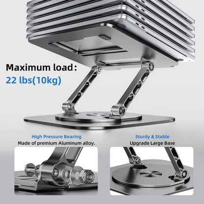 MCHOSE Laptop Stand for Desk, Ergonomic Laptop Riser with 360° Rotating Base, Aluminum Laptop Stand