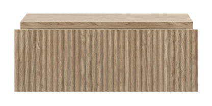 SELSEY Nolie Wall-Mounted Nightstand, Japandi Style Oak Bedside Table, 50 x 35.6 x 17 cm, Matte Finish with ABS Edging, MDF Fronts