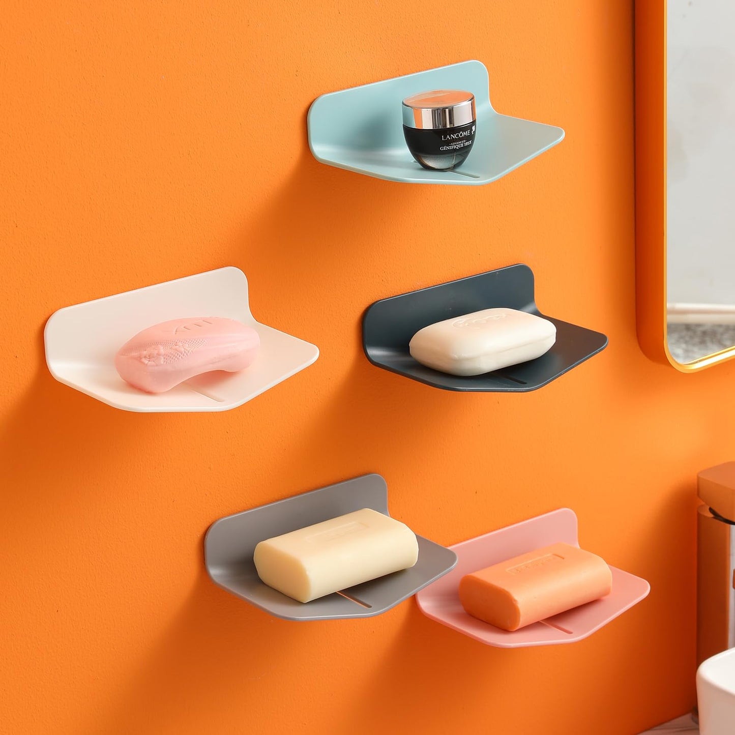 Soap Holder Shower Wall Mounted for Kitchen, Self-draining Soap Dish for Shower, Plastic Soap Box for Bathroom. (Pink, 1)