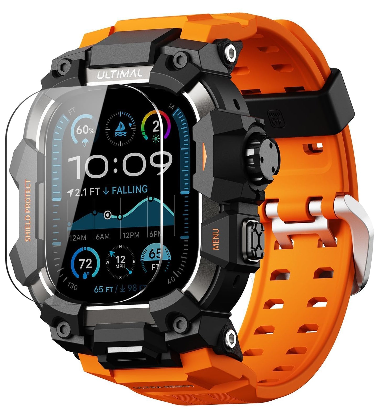 ULTIMAL Rugged Case with Band for Apple Watch Ulltra 3/ Ultra 2/ Ultra, Compatible with Apple Watch Straps 49mm, Enhanced Military Grade Shockproof