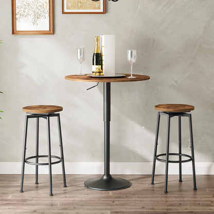 HOOBRO 360 Swivel Bar Stools Set of 2, Round Kitchen Breakfast Stools, Bar Chairs with Footrest, for Kitchen Islands, Cafe, Counter