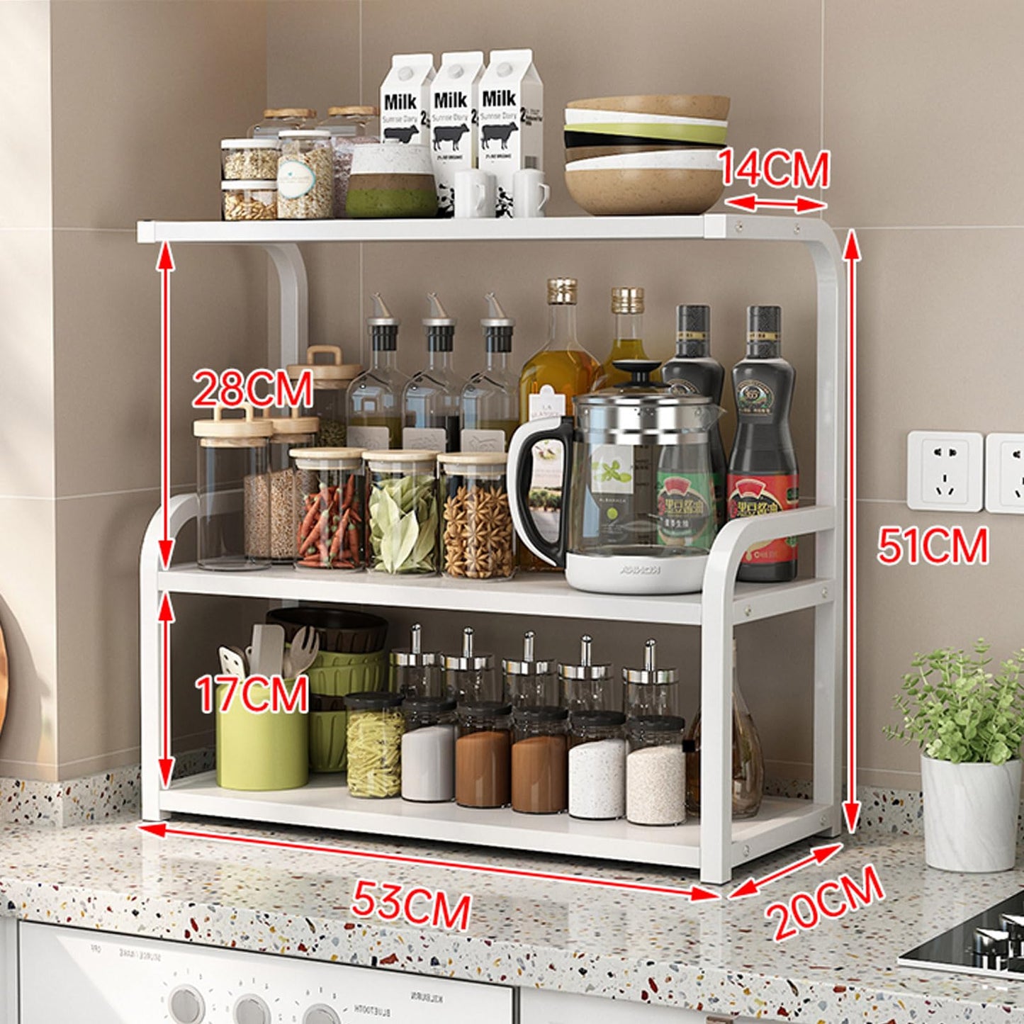 Numjeg Bookshelf 3-Tier Desktop Wood White Metal Rack Supplies Bedroom Shelf Big Bookcase Organizer Shelf for Top of Desk and Dresser Living Room