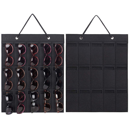 QIUSUIG Multiple Glasses Storage, Hanging Sunglasses Organise, Glasses Storage, 15 Compartments Hanging Sunglasses Organiser, Glasses Holder Wall