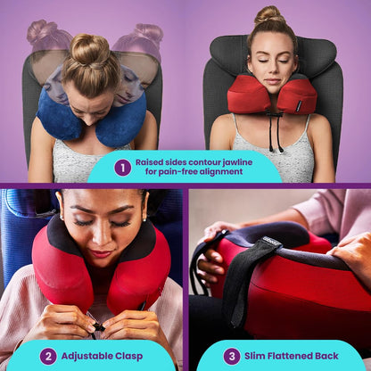 Cabeau Evolution S3 Travel Pillow - Airplane Seat Straps - Ensures Your Head Won't Fall Forward - Relax with Plush Memory Foam - Quick-Dry Fabric