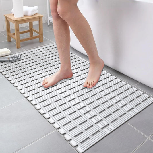 ZOKBOM Showe Mat Non Slip 90x40cm, Large Bath Mat Non Slip Anti Mould with Suction Cups, Long Rubber Bath Mats for Inside Shower, White Rectangle