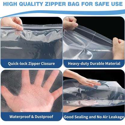 ATB-Foger 60x50cm Large Sealable Plastic Bag Organiser Pouches Clothing Travel Storage Reusable Waterproof Large Bags for Down Jackets Sweater 20pcs