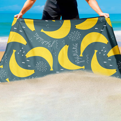 Violetpos Banana Doodle Beach Towel, Extra Large 180x90 cm 250GSM Microfibre, Sand Free Quick Dry