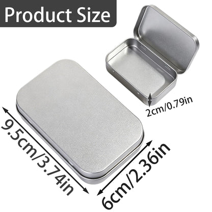YCZARD 4Pcs Small Tins Containers, Metal Rectangular Tin Cans, Portable Empty Storage Box with Lid for Candy Key Earrings and Small Items Silver