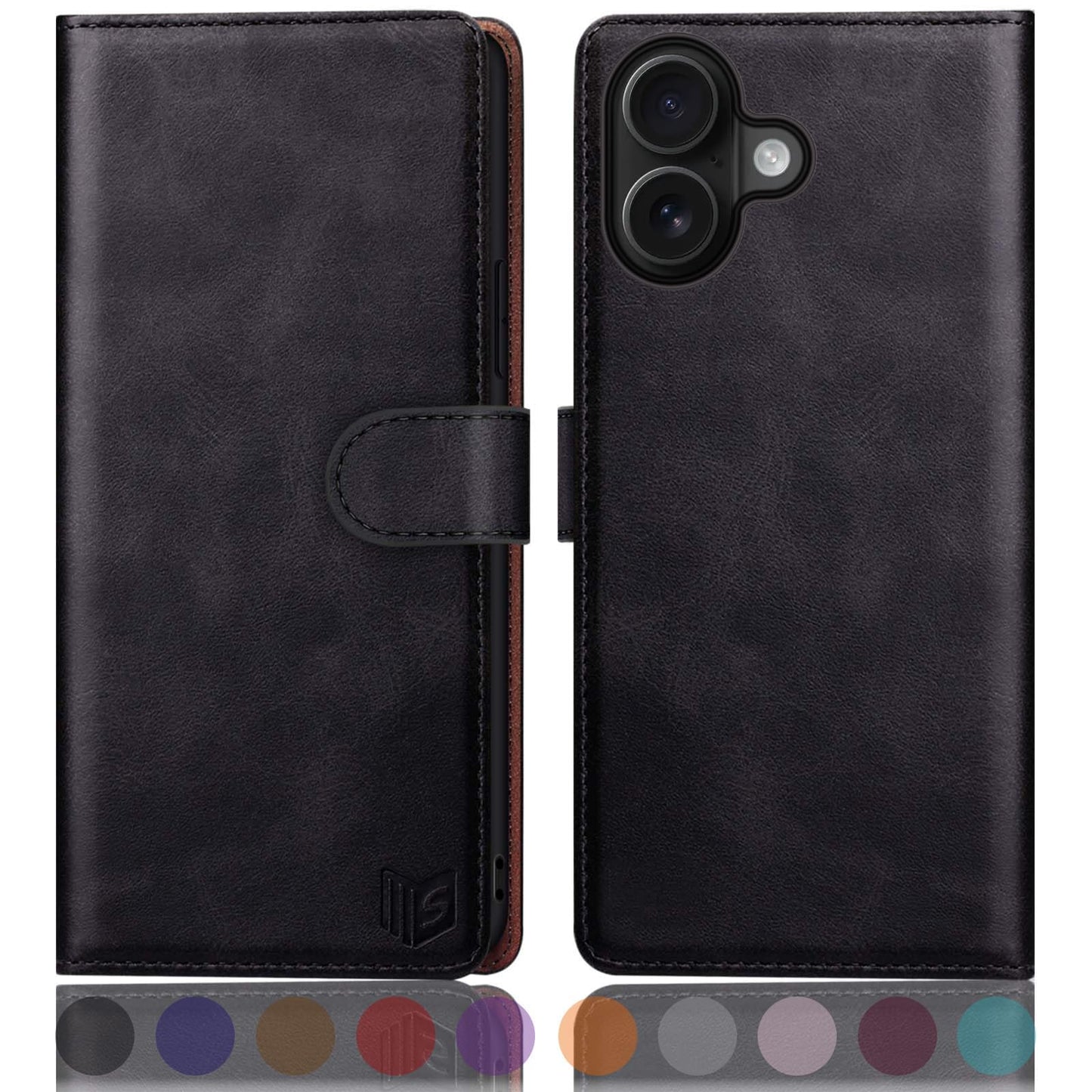 SUANPOT compatible with iPhone 17 6.3" case with [RFID Blocking][Credit Card Holder],PU Leather Flip Book Protective Cover Women Men for Apple 17