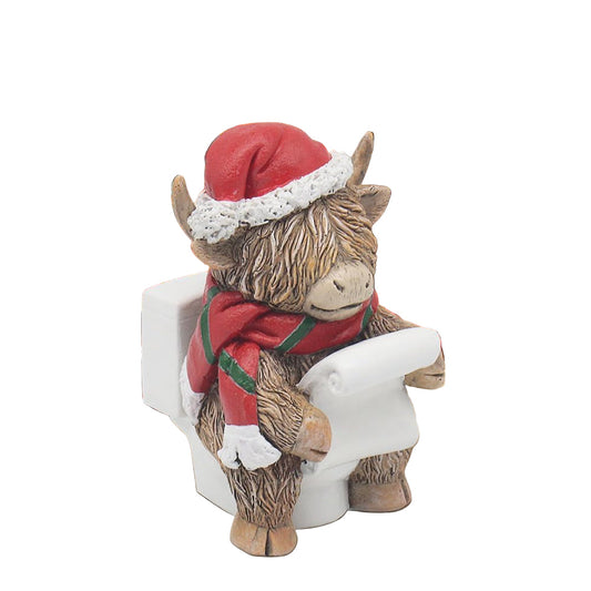 The Leonardo Collection Highland Cow On Toilet Figurines & Ornaments For Home & Office | Decorative Home Accessories Statues For Indoor & Outdoor | Lovely Gifts for Women & Men