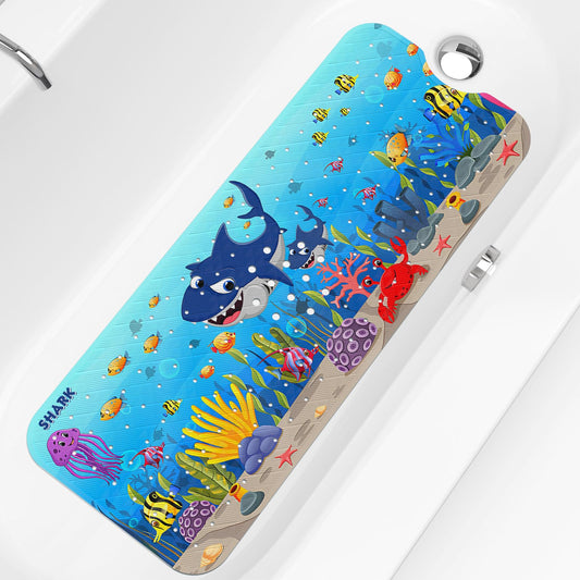 XIYUNTE Baby Bath Mat Non Slip Anti Mould, 100x40cm Extra Long Kids Bath Mat with Suction Cups and Drain Holes, Non Slip Bath Mats for inside Bath