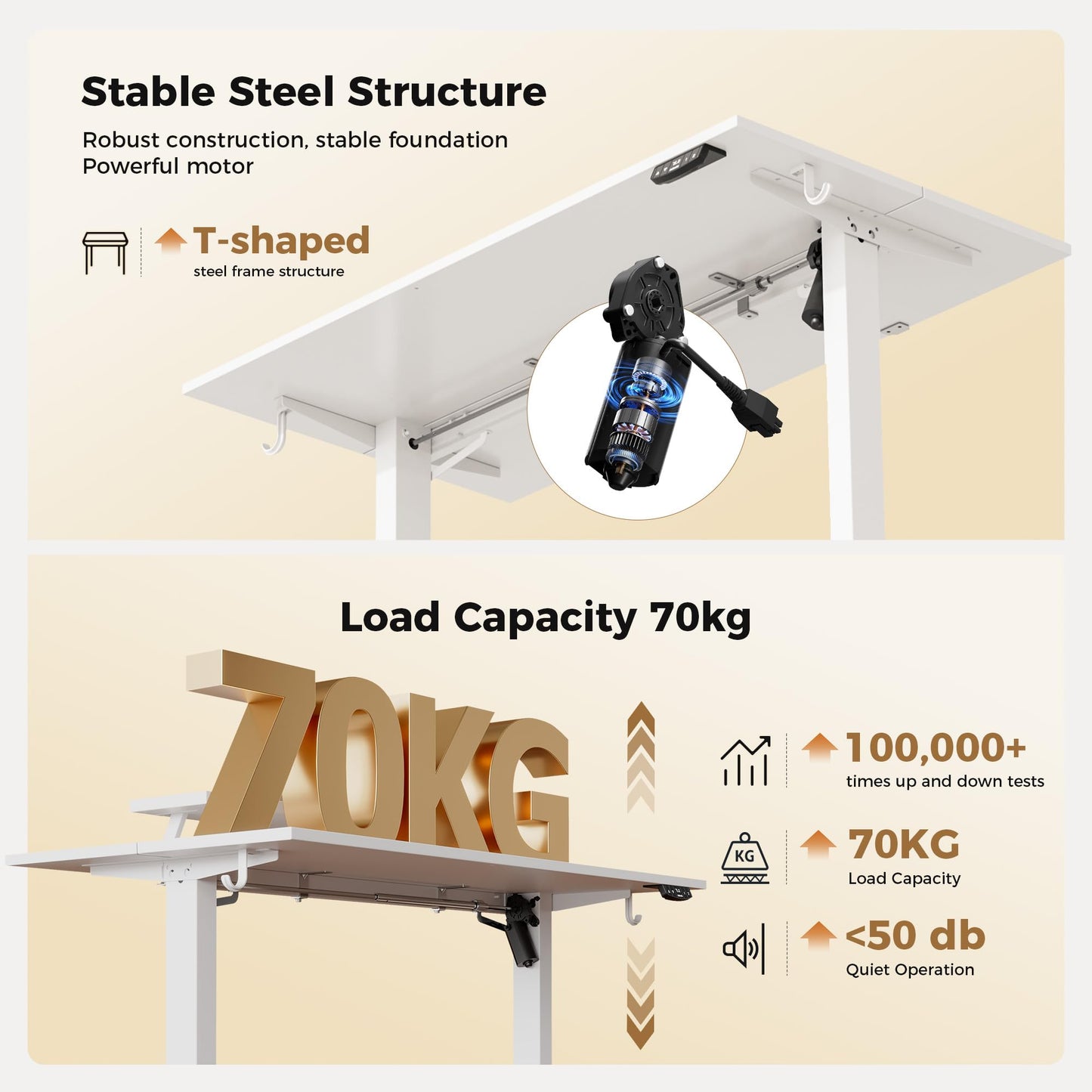 Agilestic Eletric Height Adjustable Desk, Movable Monitorstand, 100x60cm