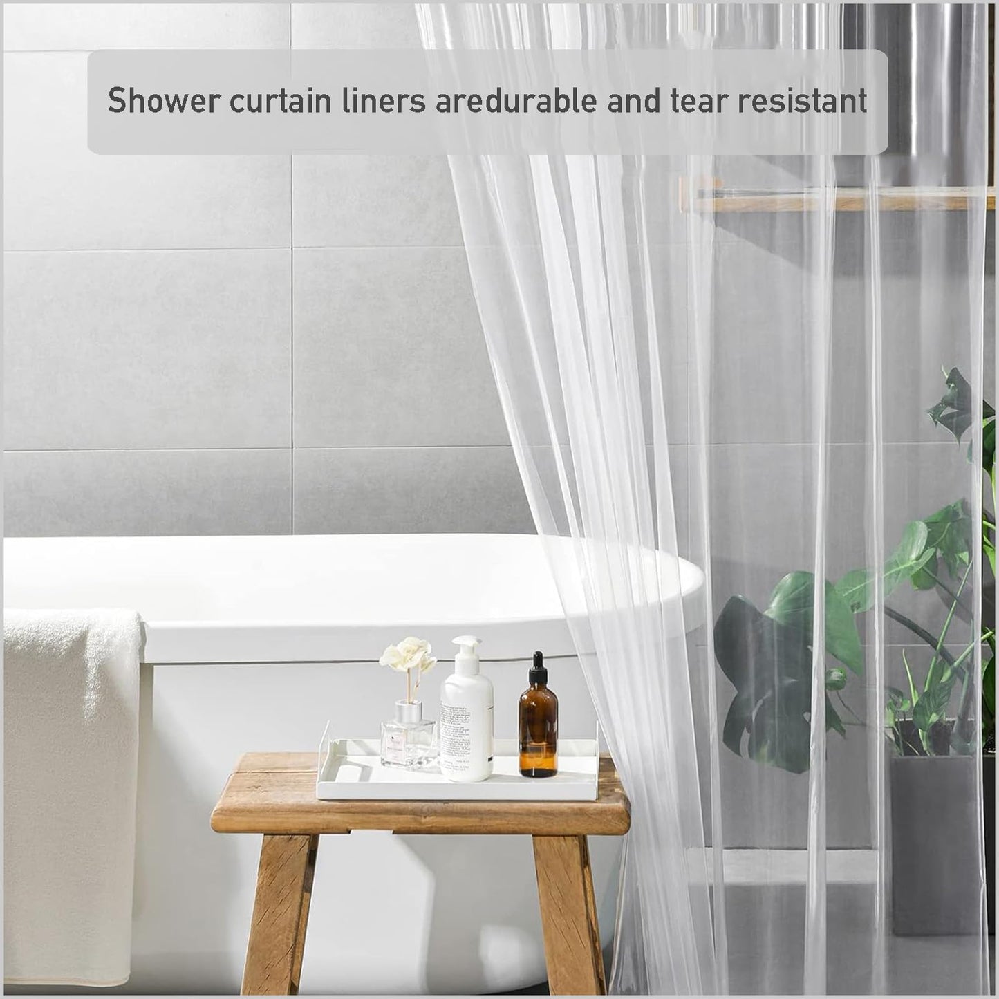 ECO Shower Curtain - Solid Semipink PEVA Waterproof Heavy Duty Bathroom Curtains with 3 Magnets, 12 Plastic Hooks - Quick-Drying & Washable