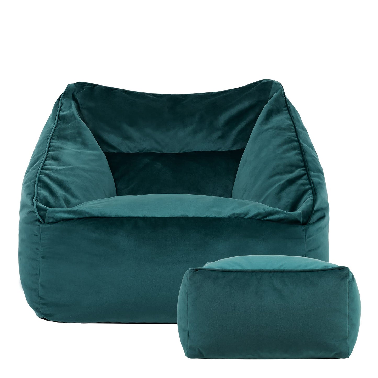 icon Natalia Velvet Bean Bag Chair & Footstool with Filling Included, Teal