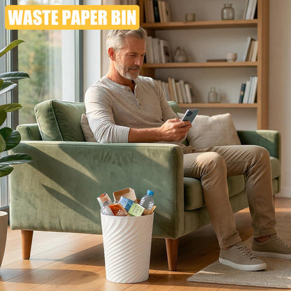Xtrillogen 3PCS Plastic Waste Paper Bin,8L Small Bin with Threaded Texture,Slim Round Rubbish Waste Paper Basket,Trash Can for