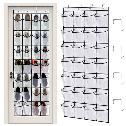 lafo Over the Door Hanging Storage Organizer with 28 Extra-Large Mesh Pockets (165x58cm) 4 Reinforced Hooks Multi-Purpose Shoe Rack for