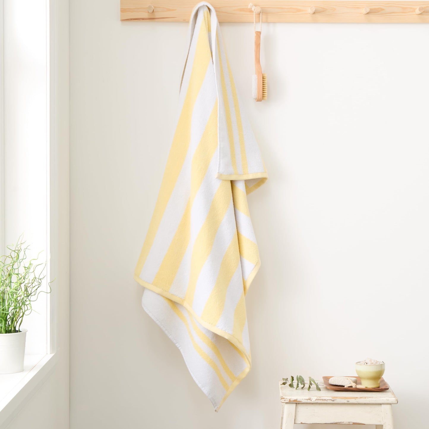 Bianca Reversible Stripe 50x90cm Cotton Jacquard Hand Towel Yellow