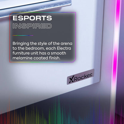 X-Rocker Electra 45cm x 40cm, RGB LED Bedside Table & Drawer - Neo Motion™ Sync App Controlled LED Lights, Wireless Charging, 1 Drawer, Storage Shelf