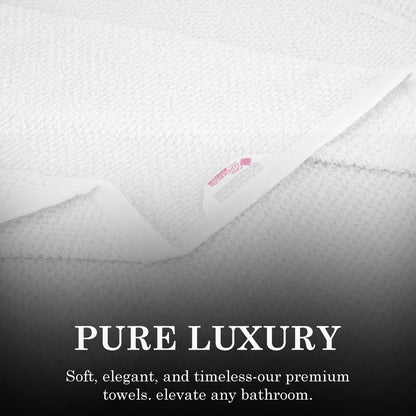 CASA COPENHAGEN Popcorn Textured 6-Piece Small Bath Towel Set - White, 550 g/m², 6-piece small bath towels, cotton towels for rough and tough use