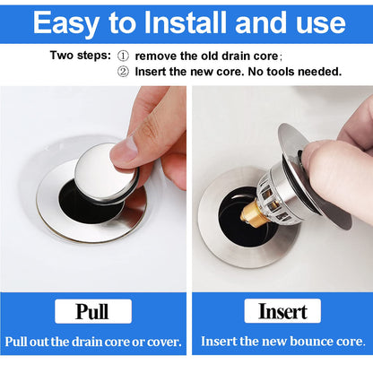 Tomario Sink Plugs Bathroom Plug, Stainless Steel Bathroom Basin Plug Pop Up Plugs for Wash Basin
