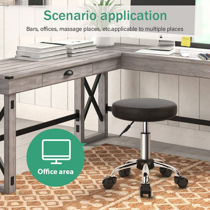 FURWOO Multi-Purpose Rolling Stool with Wheels for Spa - Adjustable Drafting Stool (Black)