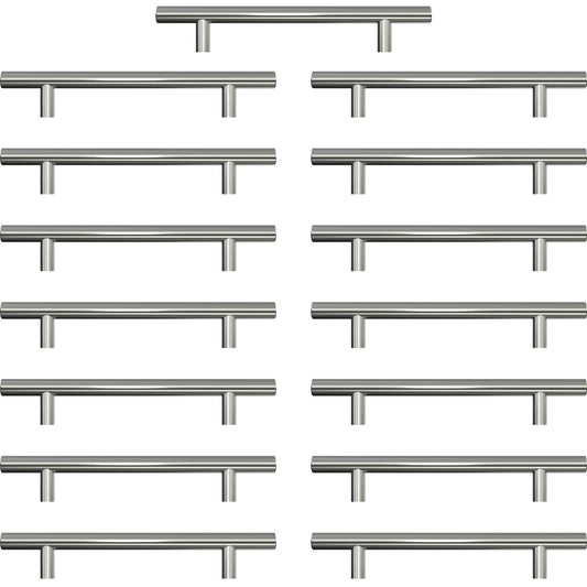 AwmnSrman Kitchen Cupboard Handles Silver 15 Pack 128 mm(5 inch) Hole Center, Brushed Finish Stainless Steel Installation of Holes