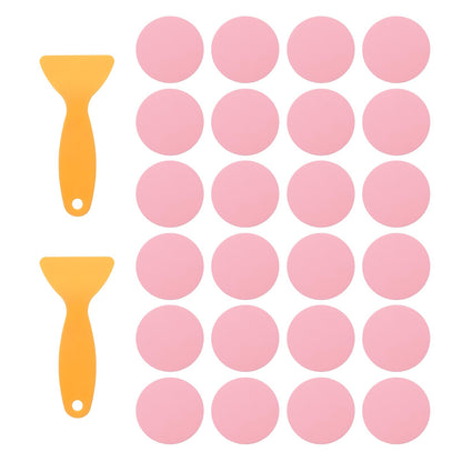 sourcing map 24pcs Non-Slip Bathtub Stickers,PEVA Anti-Slip Shower Stickers Showers Treads Round Appliques with 2 Pcs Scraper for Bath Tub Shower