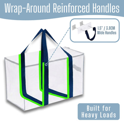 VENO 4 Pack Extra Large Moving Storage Bags with Zips, Heavy-Duty Organizer Tote, Moving Box Alternative, Packing Supply, Clothes Storage Bin