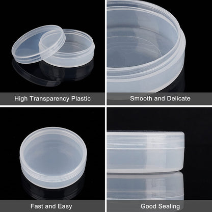 BENECREAT 20Pack PP Round Bead Storage Containers Cylinder Bead Containers Clear Storage Organizer Box 5.5x1.8cm with Screw Lids for Eye Shadow