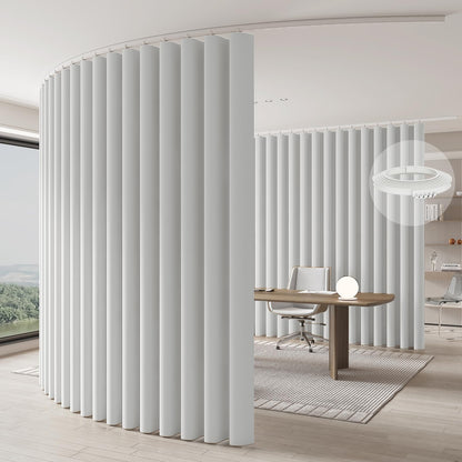 JILRON Room Divider Curtain, Ceiling Mounted on Rails, Room Divider for Flexible Privacy Screen (White, H 213 x W 270 cm)