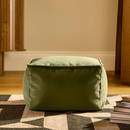icon Amara Velvet Small Bean Bag Footstool with Filling Included, Green