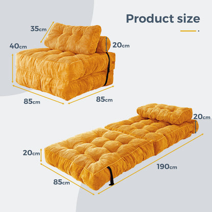 MAXYOYO Folding Sofa Bed, Convertible Sleeper Chair with Pillow Foldable Mattress with Back Support