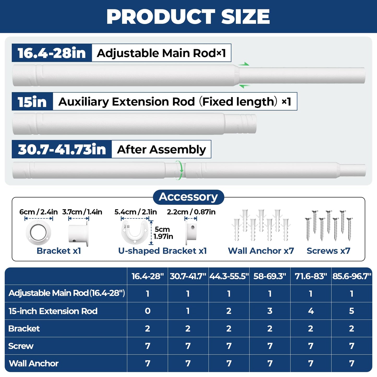 Mavivegue Wardrobe Rail, 33mm Extendable Clothes Rail