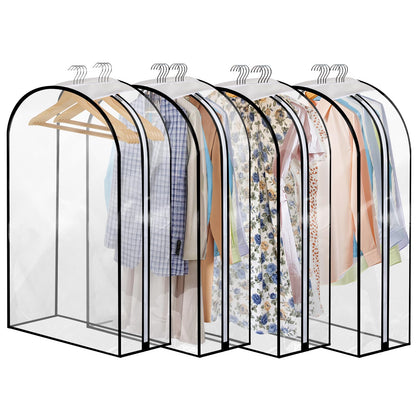 4 Pack Clear Garment Bags 40" with 10" Gusset for Coats, Suit, Jackets