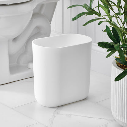 iDesign Compact Bathroom Bin, Slim Plastic Bin for Bathroom, Bedroom or Office Waste, Durable Bin with Sleek and Elegant Design, White