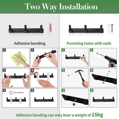 Sevenpers 2 Pack Coat Hooks Wall Mounted, Heavy Duty Coat Rack with 5 Hooks