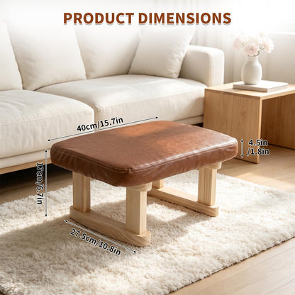 Margolongte Foot Stool, Pouffe Footstool with Removable Cover, Linen Fabric Small Footstool with Cushion