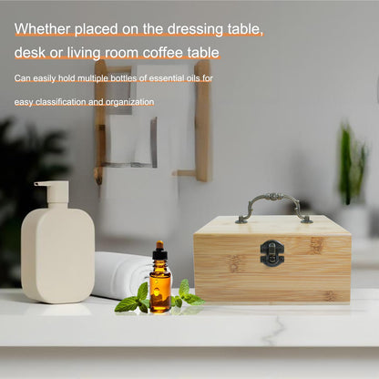 RoseFlower Bamboo Essential Oil Storage Box Home Fragrance Carrier Case, Holds 25 Bottles for 5, 10, 15ml