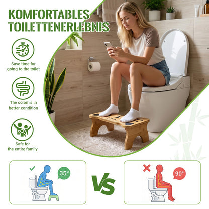 zxevg Bamboo Toilet Stool Folding 6.5in Non-Slip