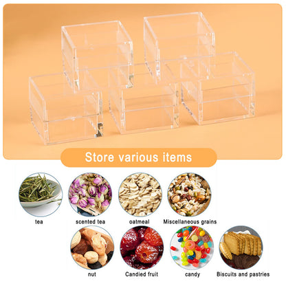 Lomgwumy Acrylic Box with Lid Small, Pack of 4, Durable, with Lid, Acrylic Square Container is Suitable for Storing Candy, Small Accessories